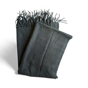 Black wool blend Fringe large winter Scarf